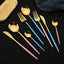 16pcs Pink Gold Dinnerware Tableware Set Mirror Stainless Steel Cutlery Kitchen Knife Fork Spoon Restaurant Wedding Flatware Set - Slobuy