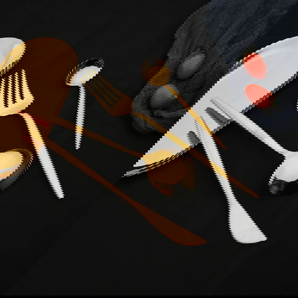 16pcs Pink Gold Dinnerware Tableware Set Mirror Stainless Steel Cutlery Kitchen Knife Fork Spoon Restaurant Wedding Flatware Set - Slobuy