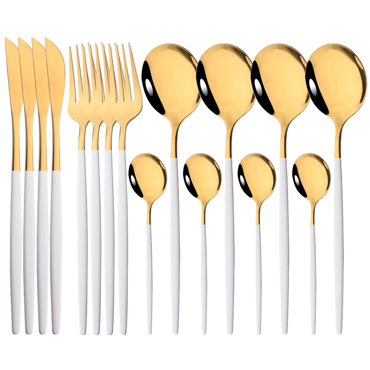 16pcs Pink Gold Dinnerware Tableware Set Mirror Stainless Steel Cutlery Kitchen Knife Fork Spoon Restaurant Wedding Flatware Set - Slobuy