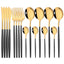 16pcs Pink Gold Dinnerware Tableware Set Mirror Stainless Steel Cutlery Kitchen Knife Fork Spoon Restaurant Wedding Flatware Set - Slobuy