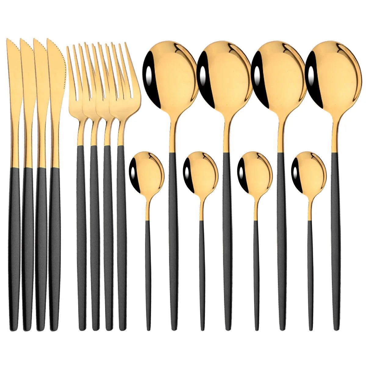 16pcs Pink Gold Dinnerware Tableware Set Mirror Stainless Steel Cutlery Kitchen Knife Fork Spoon Restaurant Wedding Flatware Set - Slobuy