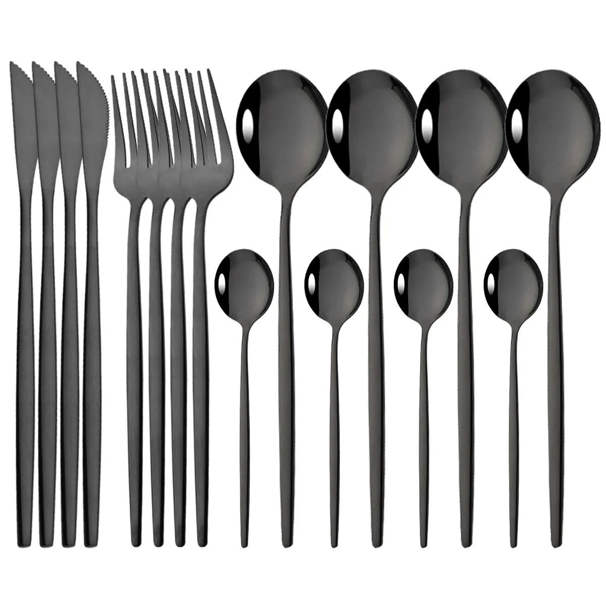 16pcs Pink Gold Dinnerware Tableware Set Mirror Stainless Steel Cutlery Kitchen Knife Fork Spoon Restaurant Wedding Flatware Set - Slobuy