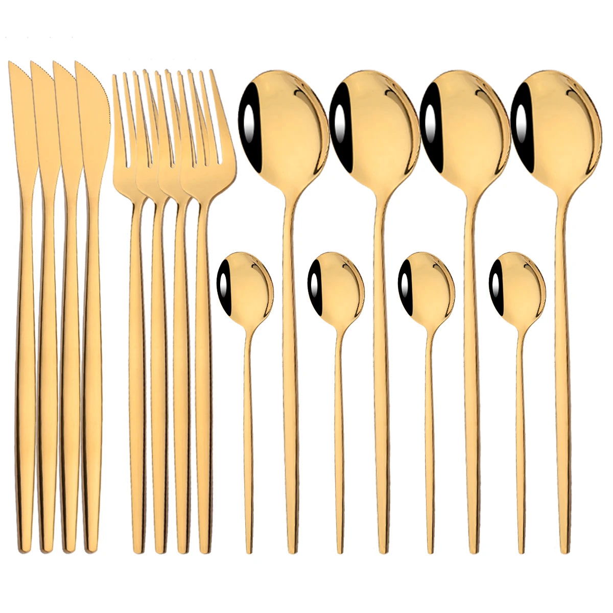 16pcs Pink Gold Dinnerware Tableware Set Mirror Stainless Steel Cutlery Kitchen Knife Fork Spoon Restaurant Wedding Flatware Set - Slobuy