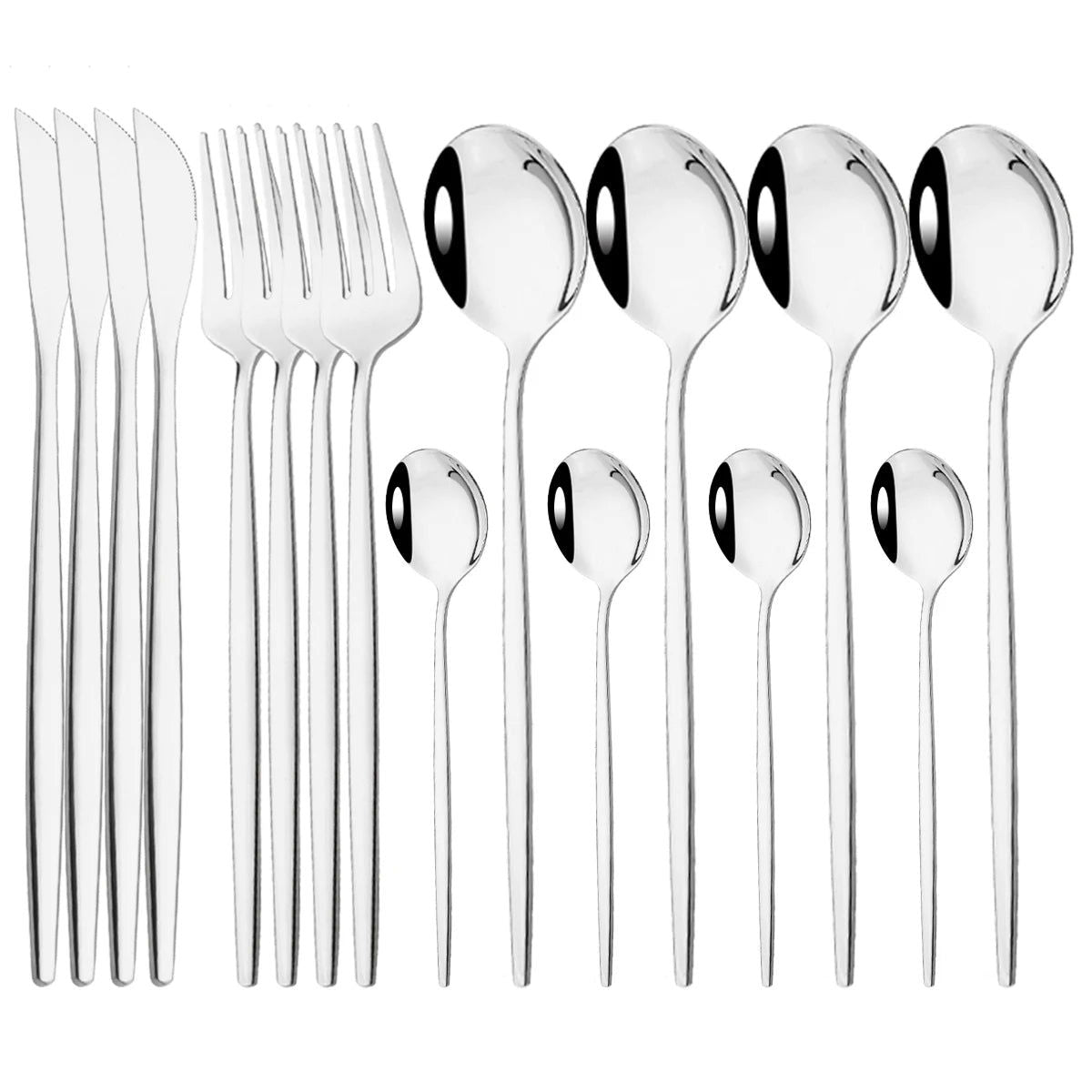 16pcs Pink Gold Dinnerware Tableware Set Mirror Stainless Steel Cutlery Kitchen Knife Fork Spoon Restaurant Wedding Flatware Set - Slobuy