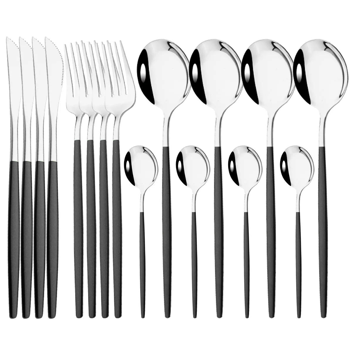 16pcs Pink Gold Dinnerware Tableware Set Mirror Stainless Steel Cutlery Kitchen Knife Fork Spoon Restaurant Wedding Flatware Set - Slobuy