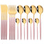 16pcs Pink Gold Dinnerware Tableware Set Mirror Stainless Steel Cutlery Kitchen Knife Fork Spoon Restaurant Wedding Flatware Set - Slobuy