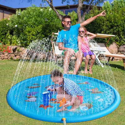 Children Play Spray Mat  100/170cm Beach Inflatable Water Sprinkler Pad Outdoor Game Toy Lawn Swimming Pool Mat Kids Toys - Slobuy