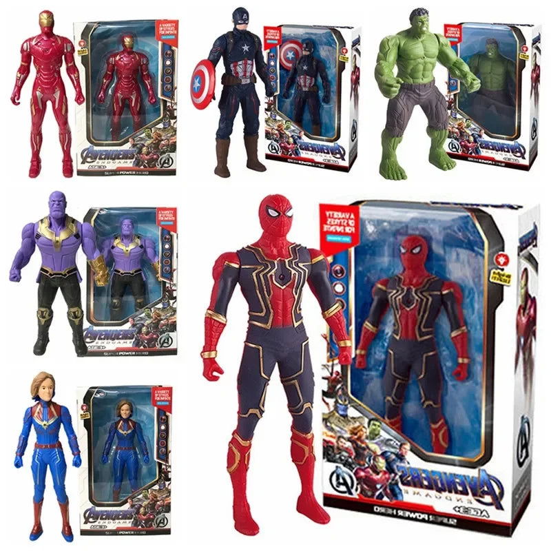 17 Cm Children Toys Marvel Anime Figures Spiderman Hulk Action Figure Iron Man Cartoon Kids Toy Christmas Gift Glow Doll Hobbies - Slobuy
