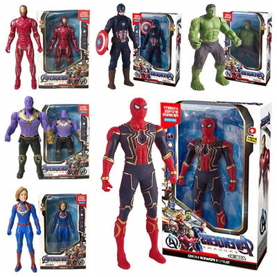 17 Cm Children Toys Marvel Anime Figures Spiderman Hulk Action Figure Iron Man Cartoon Kids Toy Christmas Gift Glow Doll Hobbies - Slobuy