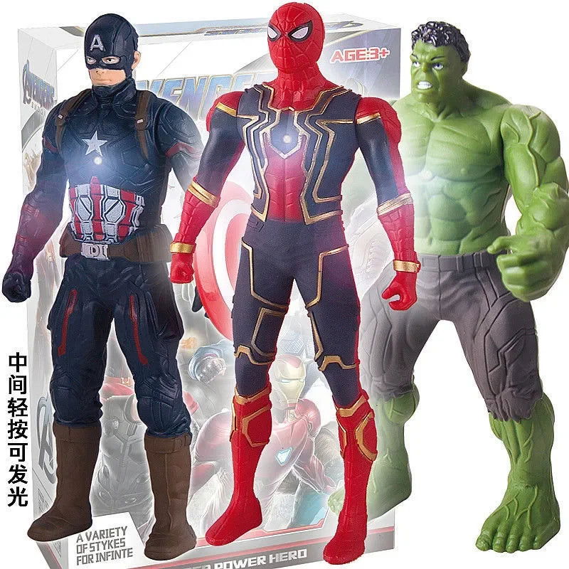 17 Cm Children Toys Marvel Anime Figures Spiderman Hulk Action Figure Iron Man Cartoon Kids Toy Christmas Gift Glow Doll Hobbies - Slobuy