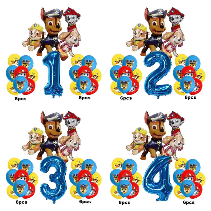 17pcs Cartoon PAW Patrol Birthday Decoration Aluminum Film Digital Balloon Set Dog Chase Marshall Skye Kids Party Supplies Toys - Slobuy