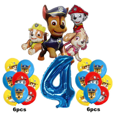 17pcs Cartoon PAW Patrol Birthday Decoration Aluminum Film Digital Balloon Set Dog Chase Marshall Skye Kids Party Supplies Toys - Slobuy