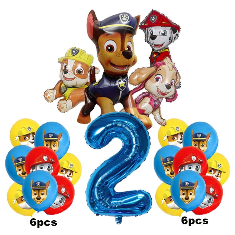 17pcs Cartoon PAW Patrol Birthday Decoration Aluminum Film Digital Balloon Set Dog Chase Marshall Skye Kids Party Supplies Toys - Slobuy