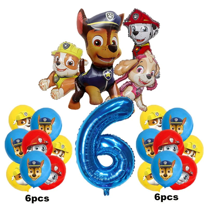 17pcs Cartoon PAW Patrol Birthday Decoration Aluminum Film Digital Balloon Set Dog Chase Marshall Skye Kids Party Supplies Toys - Slobuy