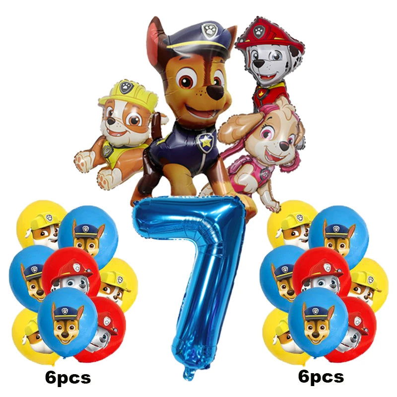 17pcs Cartoon PAW Patrol Birthday Decoration Aluminum Film Digital Balloon Set Dog Chase Marshall Skye Kids Party Supplies Toys - Slobuy