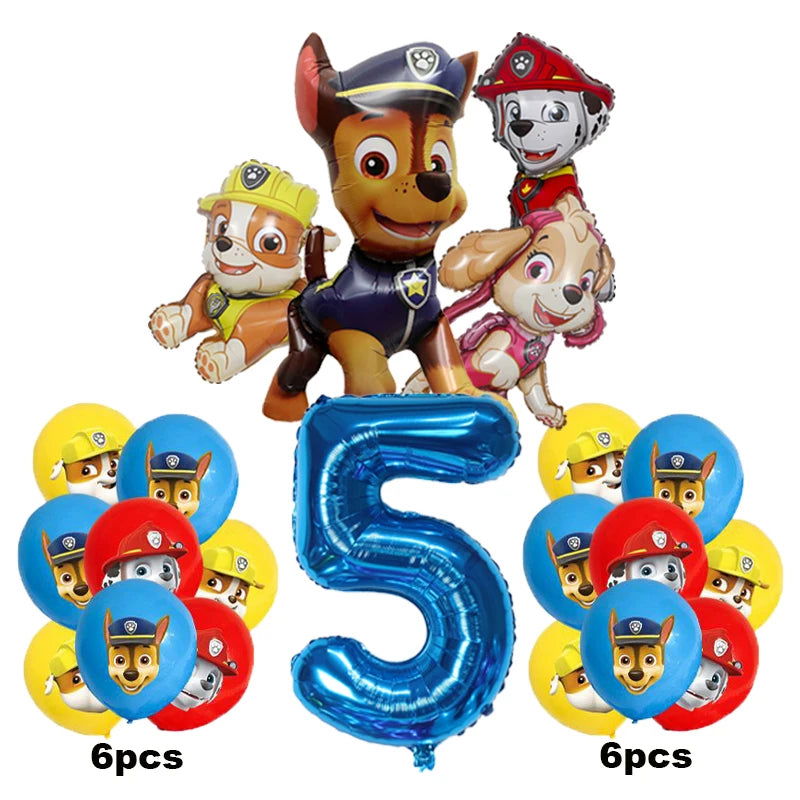 17pcs Cartoon PAW Patrol Birthday Decoration Aluminum Film Digital Balloon Set Dog Chase Marshall Skye Kids Party Supplies Toys - Slobuy
