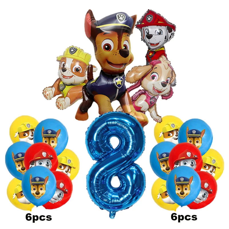 17pcs Cartoon PAW Patrol Birthday Decoration Aluminum Film Digital Balloon Set Dog Chase Marshall Skye Kids Party Supplies Toys - Slobuy