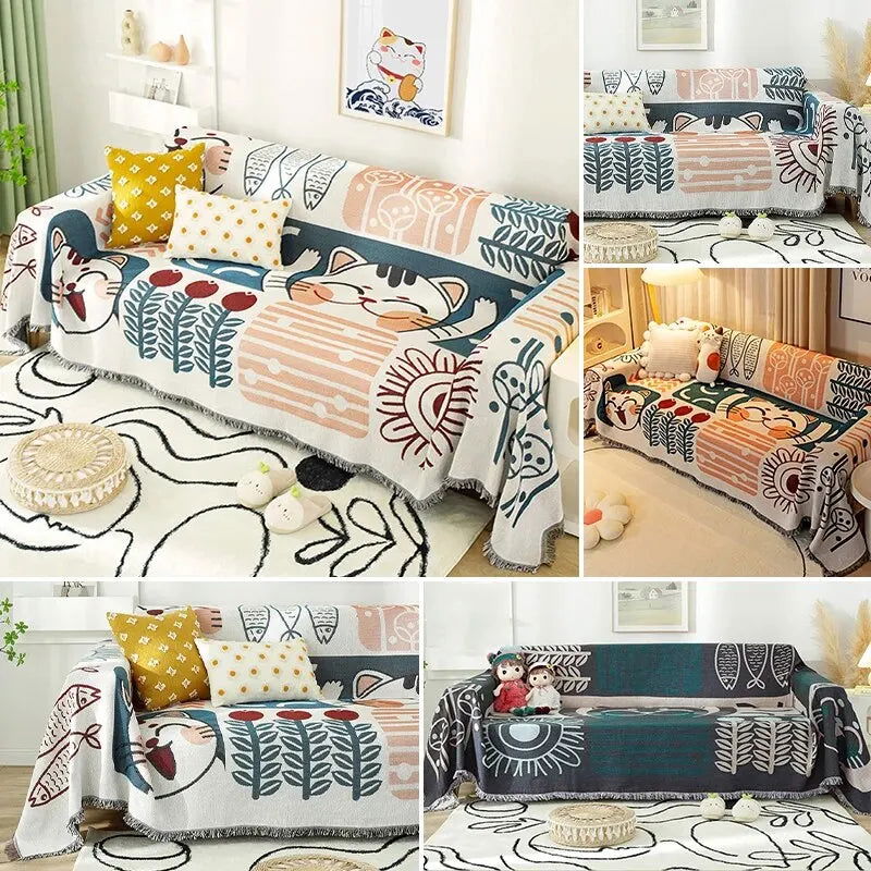 180*230CM Luxury Sofa Cushion Cartoon Seat Sofa Covering Pet Practical Furniture Protection Field Four Seasons Plush Sofa Cover - Slobuy