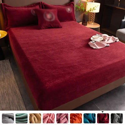 Thicken Velvet Mattress Cover Bed Sheet Pad Protector Winter Warm Soft King Queen Quilted Bed Fitted Sheet 140/150/160/180x200cm - Slobuy