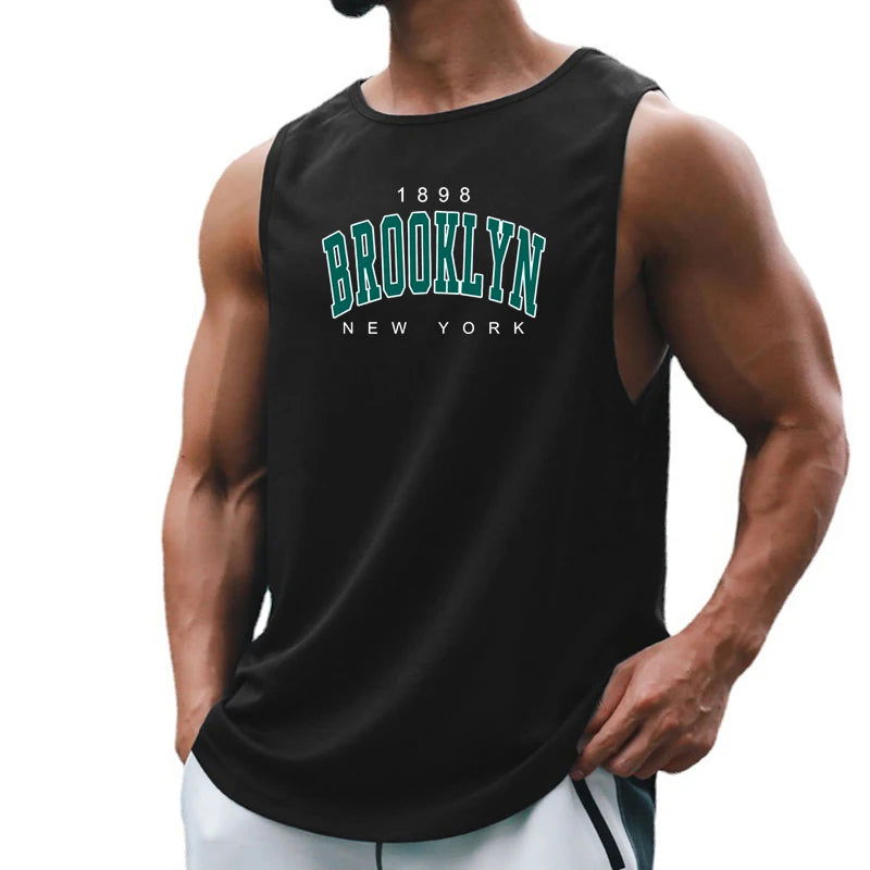 1898 Brooklyn New York Printed Summer Fashion Sports Tank Tops Mens Quick Dry Running Vest Mesh Gym Clothing Basketball Jerseys - Slobuy