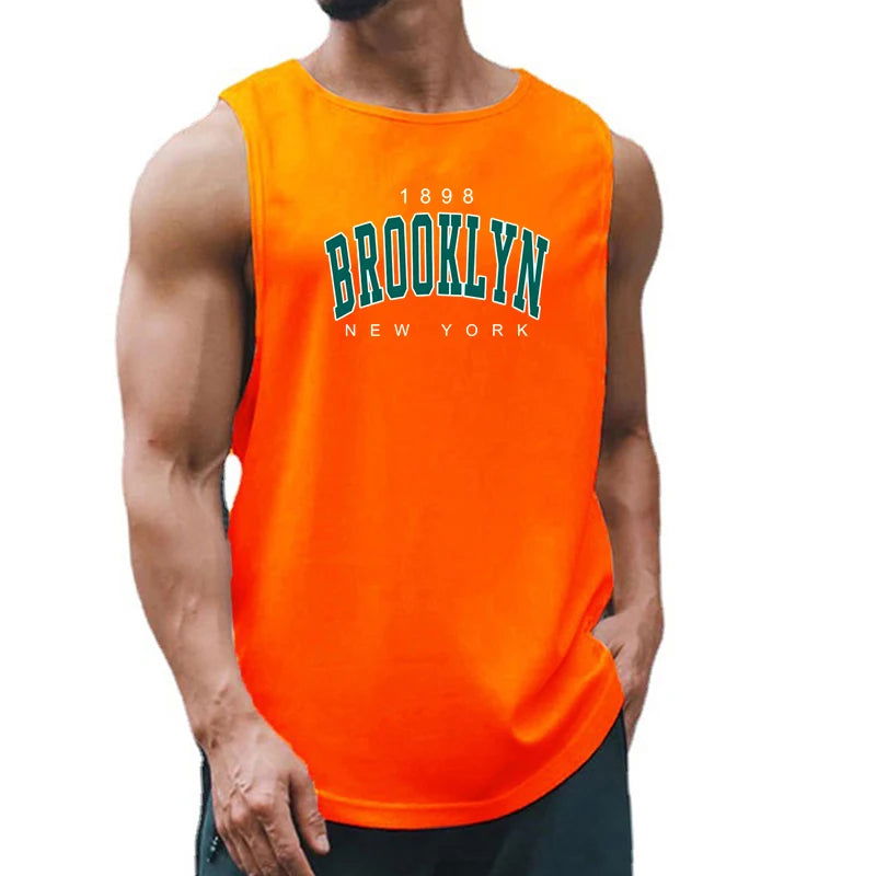 1898 Brooklyn New York Printed Summer Fashion Sports Tank Tops Mens Quick Dry Running Vest Mesh Gym Clothing Basketball Jerseys - Slobuy