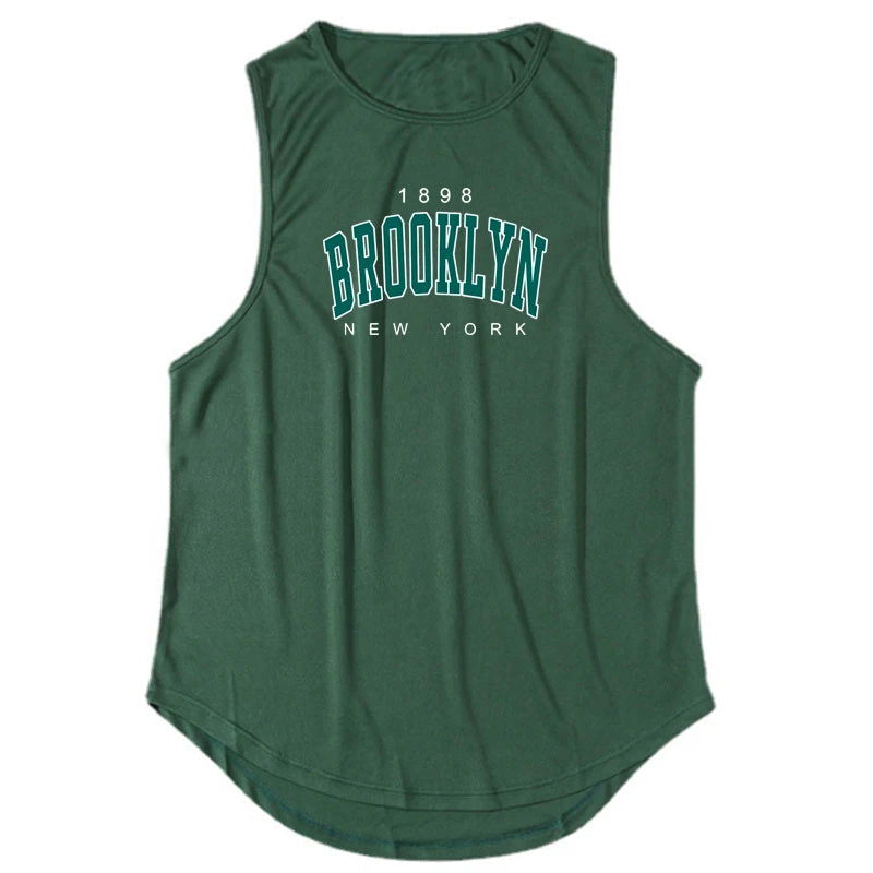 1898 Brooklyn New York Printed Summer Fashion Sports Tank Tops Mens Quick Dry Running Vest Mesh Gym Clothing Basketball Jerseys - Slobuy