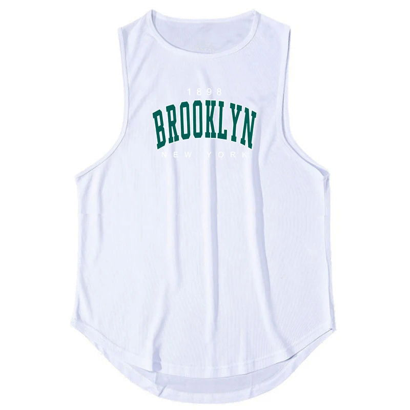 1898 Brooklyn New York Printed Summer Fashion Sports Tank Tops Mens Quick Dry Running Vest Mesh Gym Clothing Basketball Jerseys - Slobuy