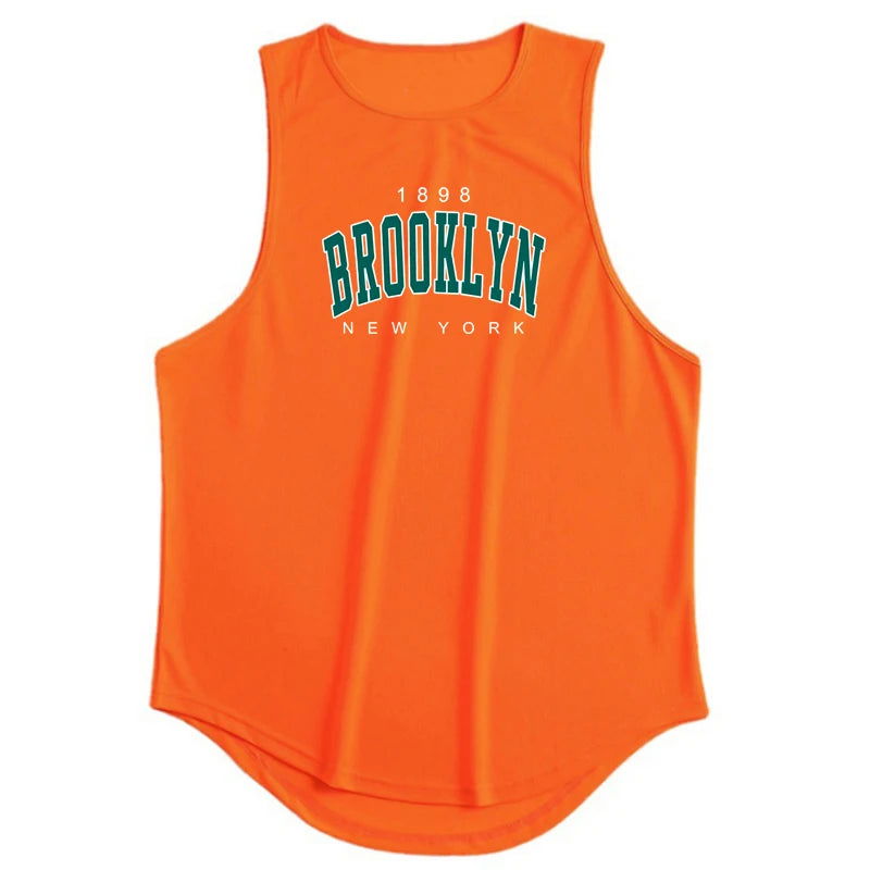1898 Brooklyn New York Printed Summer Fashion Sports Tank Tops Mens Quick Dry Running Vest Mesh Gym Clothing Basketball Jerseys - Slobuy