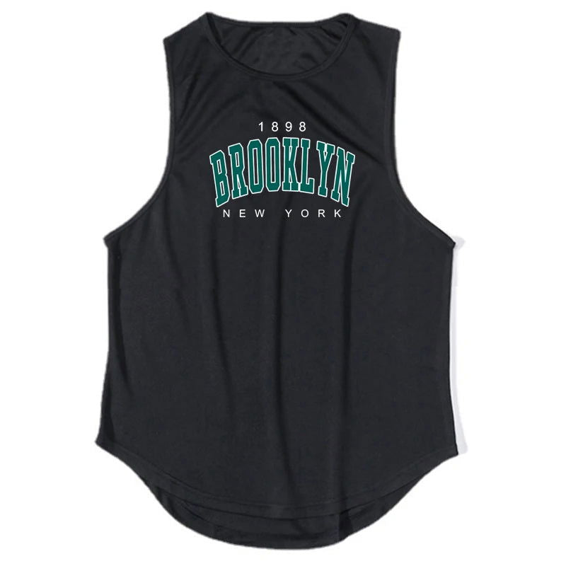1898 Brooklyn New York Printed Summer Fashion Sports Tank Tops Mens Quick Dry Running Vest Mesh Gym Clothing Basketball Jerseys - Slobuy