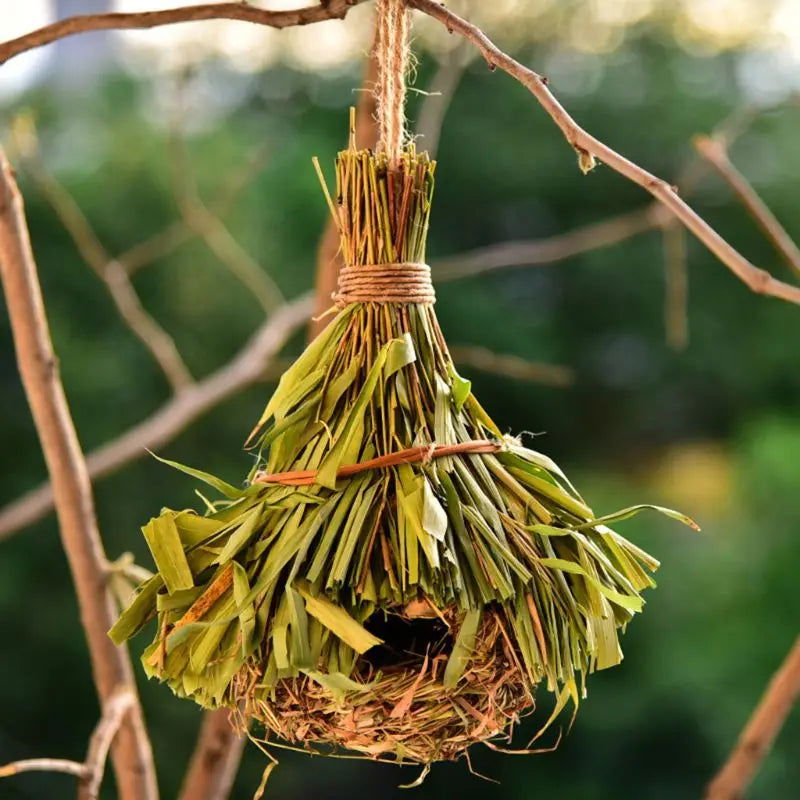 19 Style Birds Nest Bird Cage Natural Grass Egg Cage Bird House Outdoor Decorative Weaved Hanging Parrot Nest Houses Pet Bedroom - Slobuy