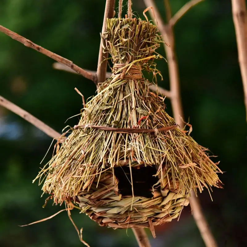 19 Style Birds Nest Bird Cage Natural Grass Egg Cage Bird House Outdoor Decorative Weaved Hanging Parrot Nest Houses Pet Bedroom - Slobuy