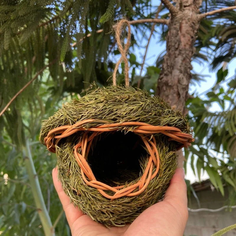 19 Style Birds Nest Bird Cage Natural Grass Egg Cage Bird House Outdoor Decorative Weaved Hanging Parrot Nest Houses Pet Bedroom - Slobuy