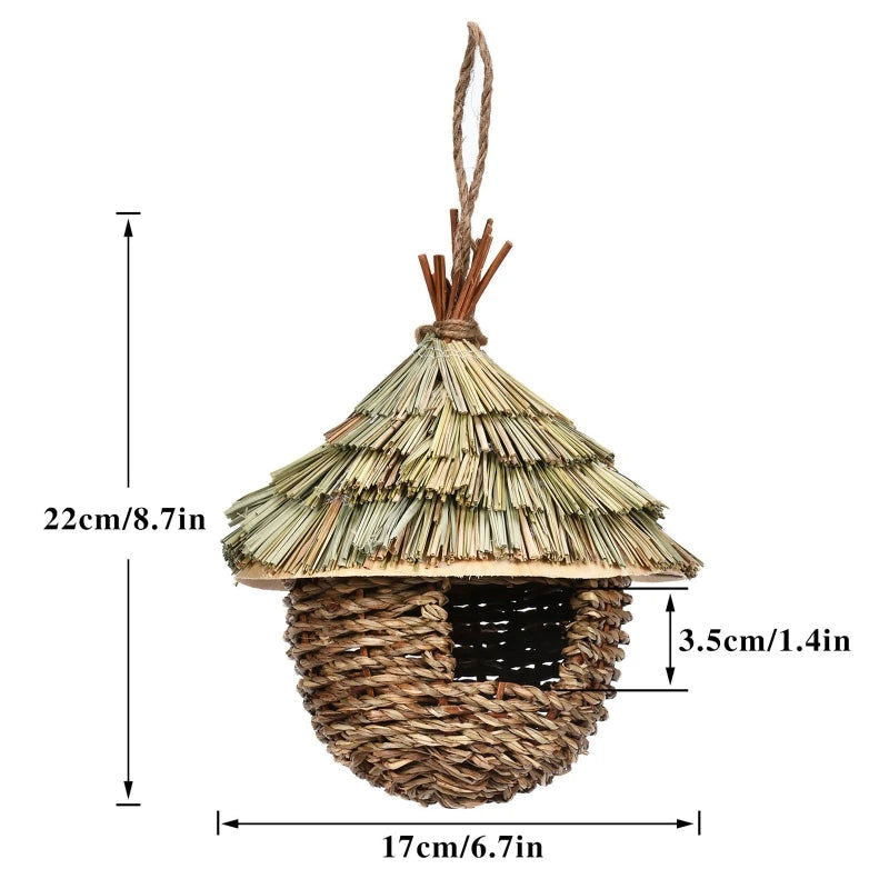 19 Style Birds Nest Bird Cage Natural Grass Egg Cage Bird House Outdoor Decorative Weaved Hanging Parrot Nest Houses Pet Bedroom - Slobuy