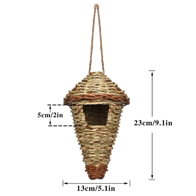 19 Style Birds Nest Bird Cage Natural Grass Egg Cage Bird House Outdoor Decorative Weaved Hanging Parrot Nest Houses Pet Bedroom - Slobuy