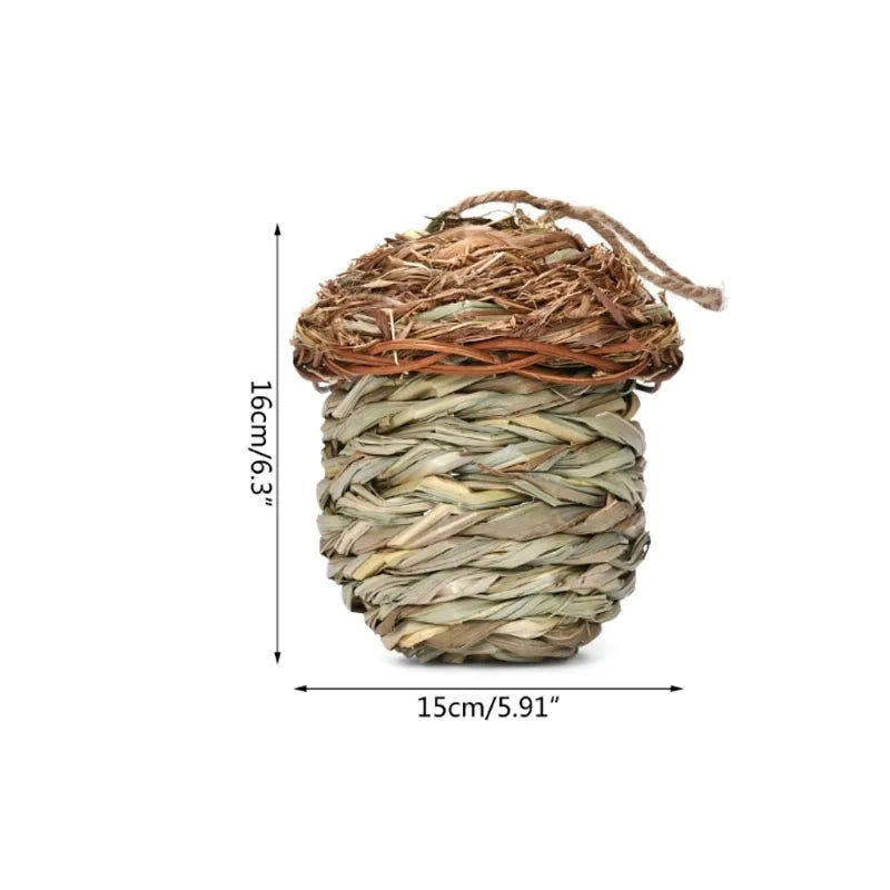 19 Style Birds Nest Bird Cage Natural Grass Egg Cage Bird House Outdoor Decorative Weaved Hanging Parrot Nest Houses Pet Bedroom - Slobuy