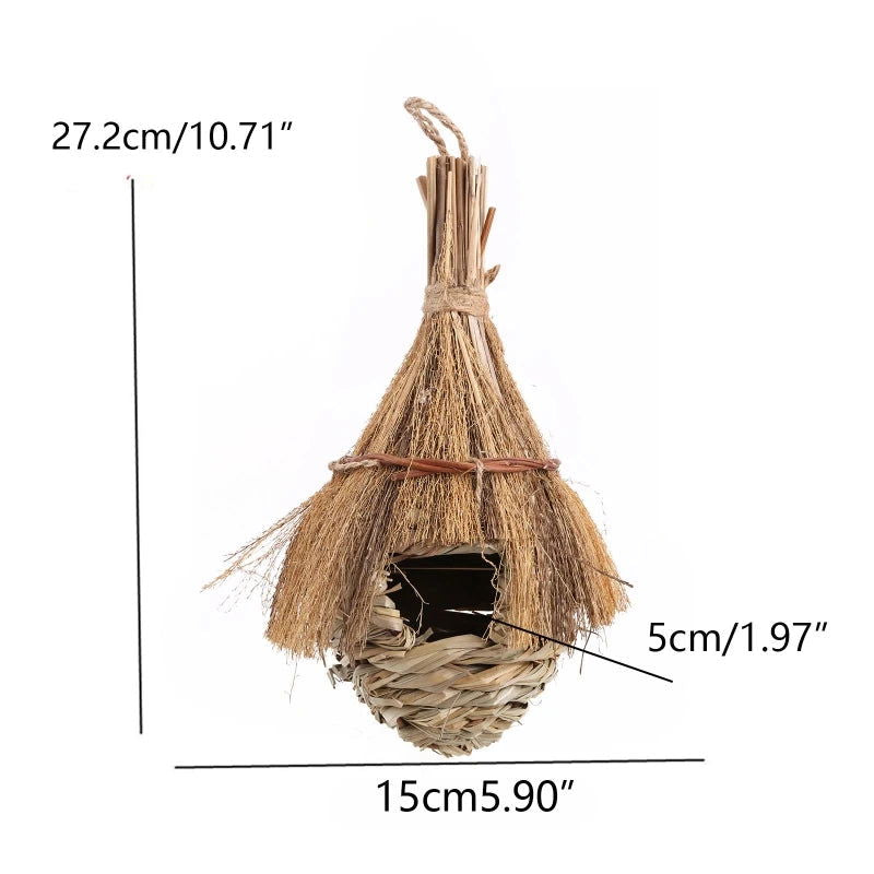 19 Style Birds Nest Bird Cage Natural Grass Egg Cage Bird House Outdoor Decorative Weaved Hanging Parrot Nest Houses Pet Bedroom - Slobuy