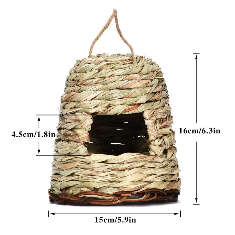 19 Style Birds Nest Bird Cage Natural Grass Egg Cage Bird House Outdoor Decorative Weaved Hanging Parrot Nest Houses Pet Bedroom - Slobuy