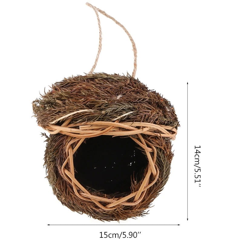 19 Style Birds Nest Bird Cage Natural Grass Egg Cage Bird House Outdoor Decorative Weaved Hanging Parrot Nest Houses Pet Bedroom - Slobuy