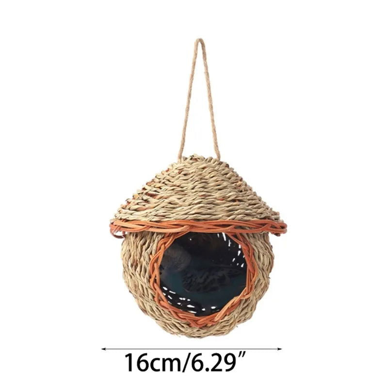 19 Style Birds Nest Bird Cage Natural Grass Egg Cage Bird House Outdoor Decorative Weaved Hanging Parrot Nest Houses Pet Bedroom - Slobuy