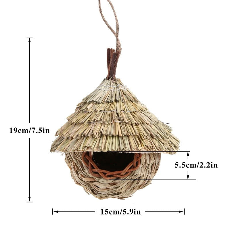 19 Style Birds Nest Bird Cage Natural Grass Egg Cage Bird House Outdoor Decorative Weaved Hanging Parrot Nest Houses Pet Bedroom - Slobuy