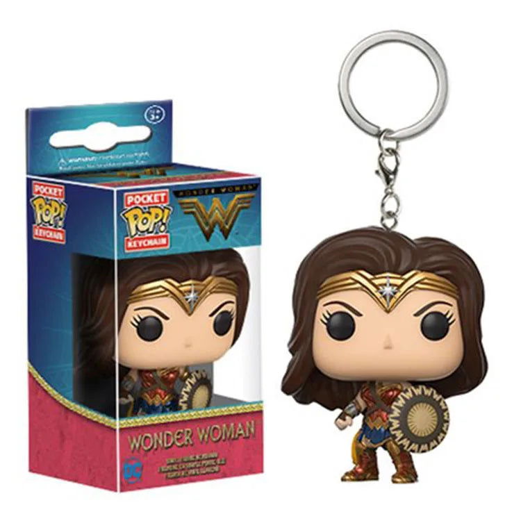 19 Styles Funko Keychain Wonder Woman Superman the Flash Aquaman Arrow Daredevil Cyborg Batman POP Action Figure Collection Toys - Slobuy