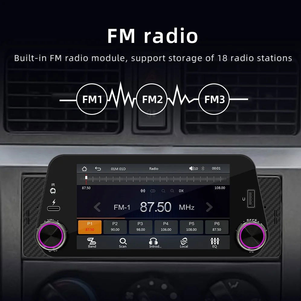 1Din Car Radio Multimedia Player Carplay&Android Auto Display Navigation Mirrorlink 5inch Touch Screen Reversing Input Supported - Slobuy