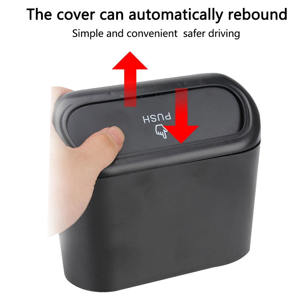 1L Car Interior Storage Case Trash Bin Push Can Mini Tray Dustbin Garbage Box Door Seat Clip Stand Holder Automotive Accessories - Slobuy