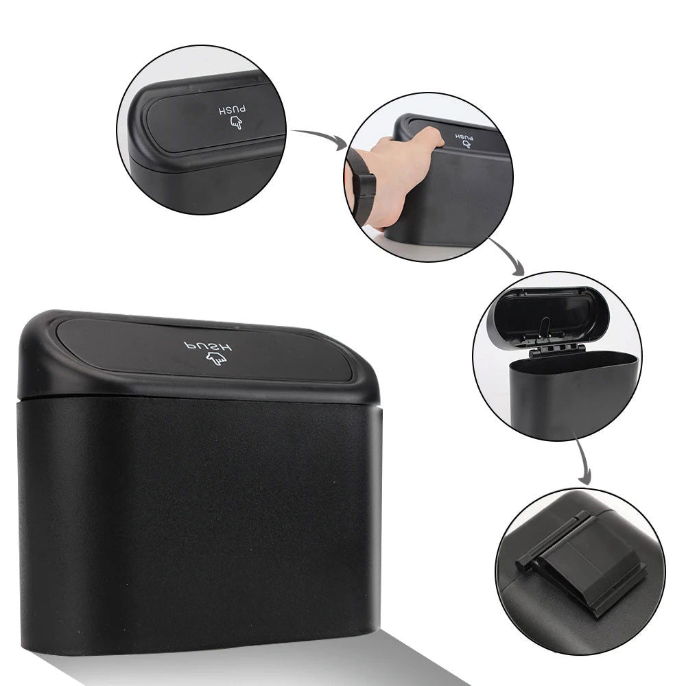 1L Car Interior Storage Case Trash Bin Push Can Mini Tray Dustbin Garbage Box Door Seat Clip Stand Holder Automotive Accessories - Slobuy
