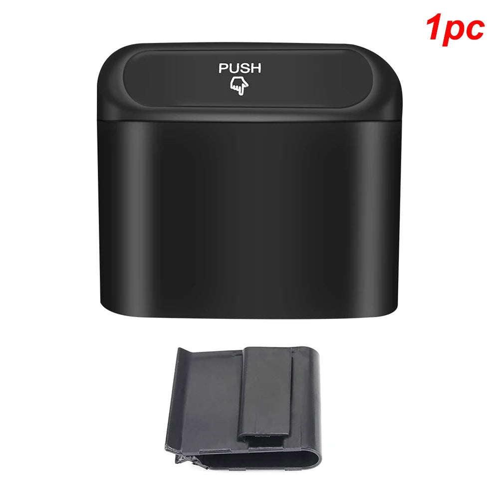 1L Car Interior Storage Case Trash Bin Push Can Mini Tray Dustbin Garbage Box Door Seat Clip Stand Holder Automotive Accessories - Slobuy