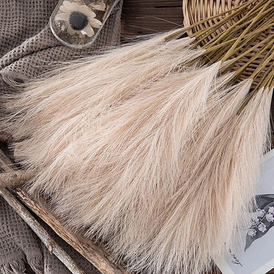 55CM 5/1PCS Fluffy Pampas Grass Boho Decor Flower Fake Plant Reed Simulated Wedding Party Christmas Home Decor Artificial Flower - Slobuy