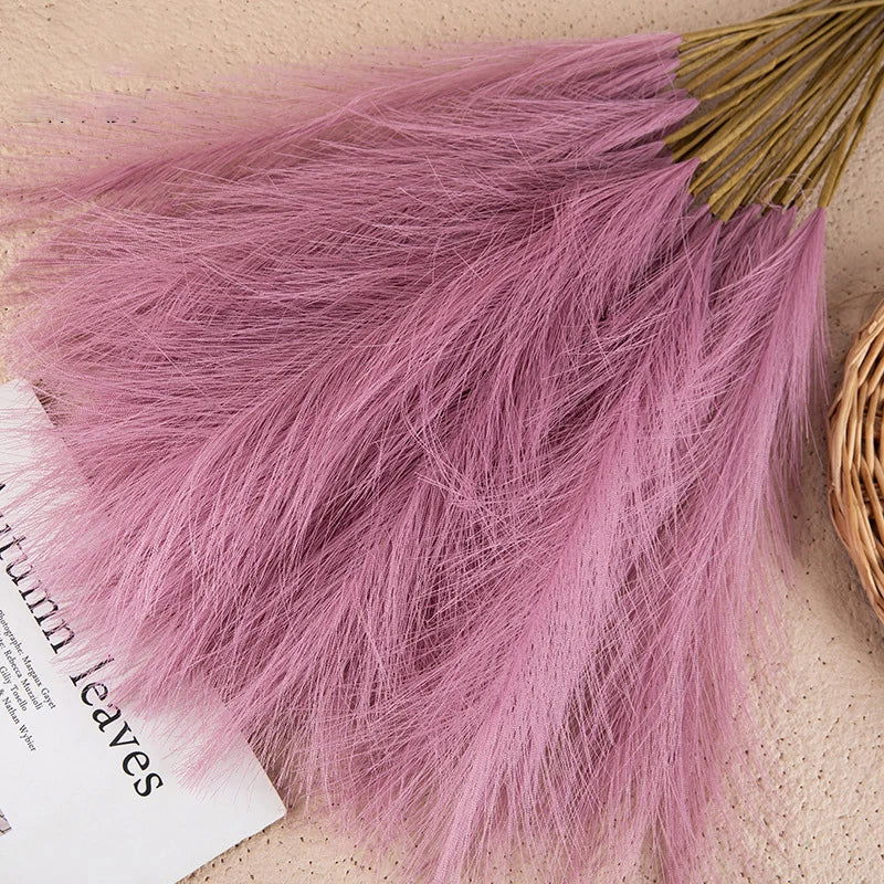 55CM 5/1PCS Fluffy Pampas Grass Boho Decor Flower Fake Plant Reed Simulated Wedding Party Christmas Home Decor Artificial Flower - Slobuy