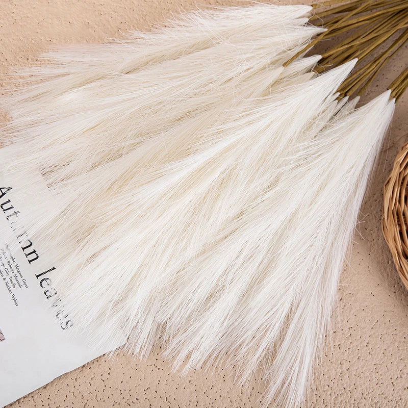 55CM 5/1PCS Fluffy Pampas Grass Boho Decor Flower Fake Plant Reed Simulated Wedding Party Christmas Home Decor Artificial Flower - Slobuy
