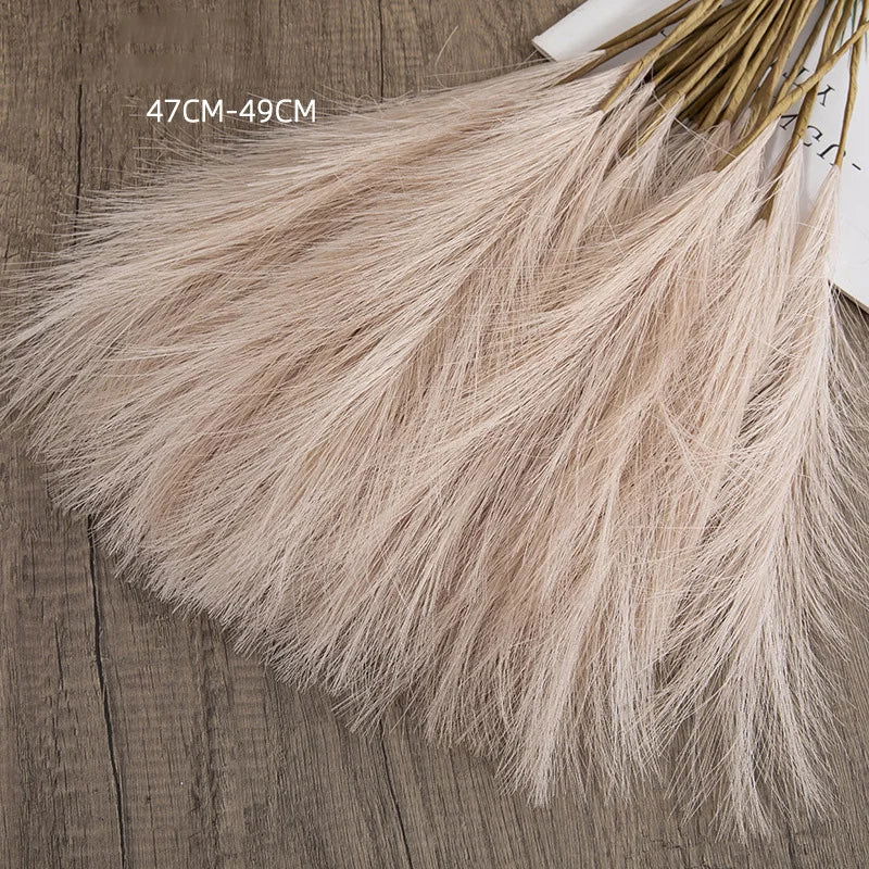 55CM 5/1PCS Fluffy Pampas Grass Boho Decor Flower Fake Plant Reed Simulated Wedding Party Christmas Home Decor Artificial Flower - Slobuy