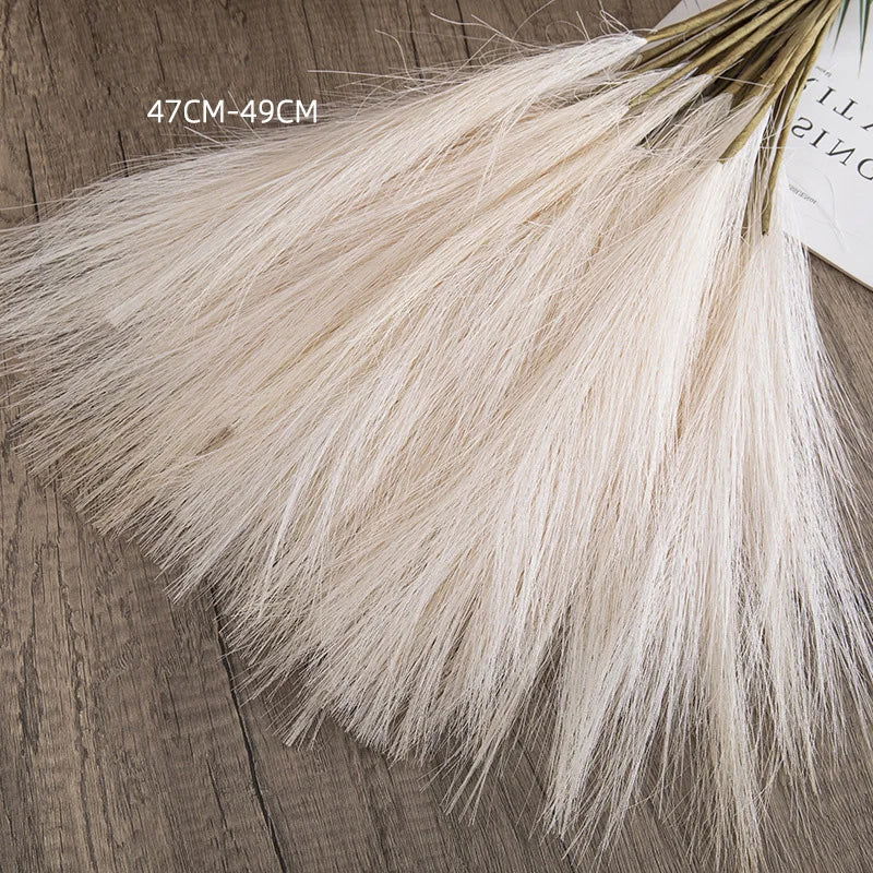 55CM 5/1PCS Fluffy Pampas Grass Boho Decor Flower Fake Plant Reed Simulated Wedding Party Christmas Home Decor Artificial Flower - Slobuy